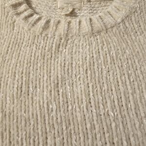 Cupio Women Chenille Ribbon Cream Sweater